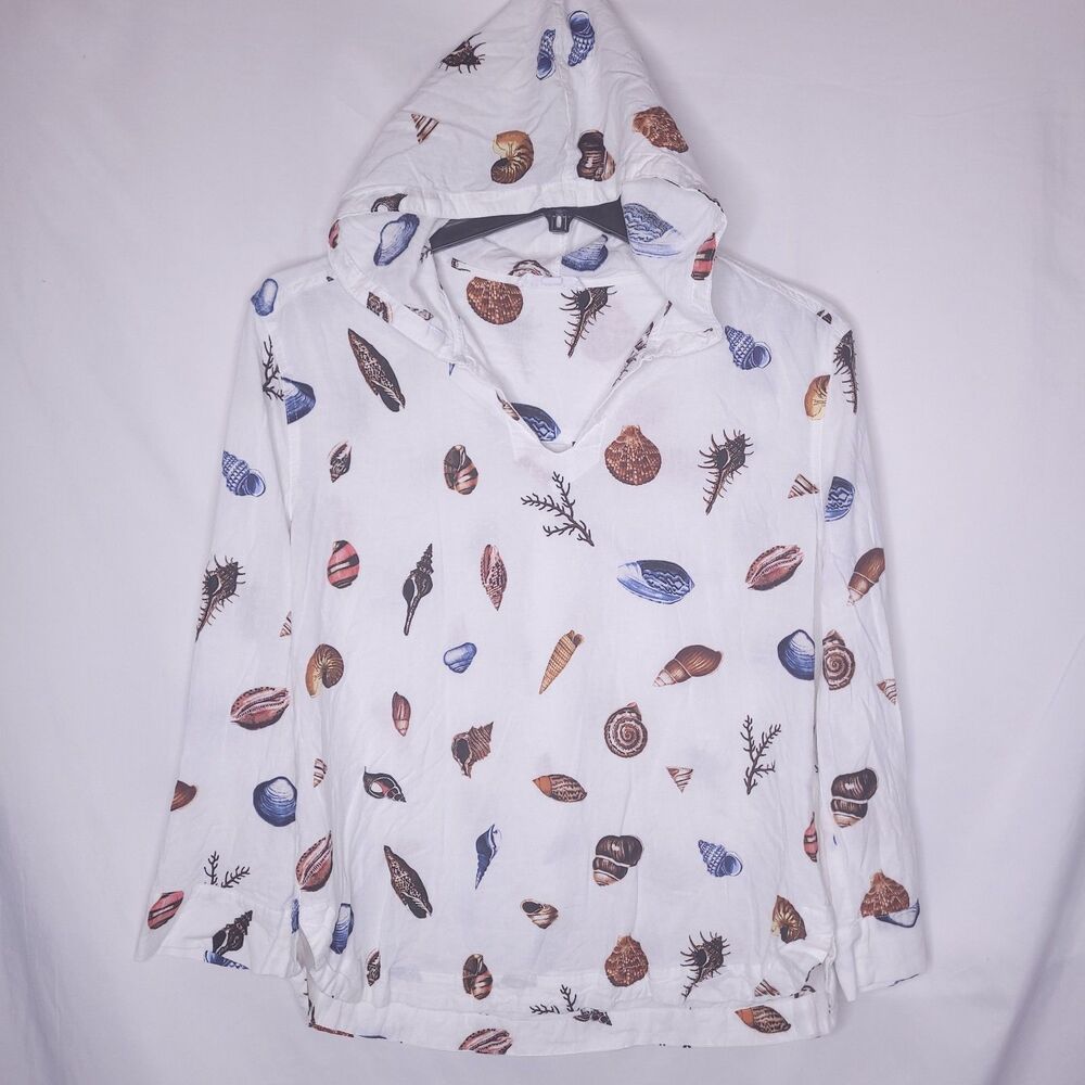 Jane Delancey Top Large Seashell Linen Blend Hooded